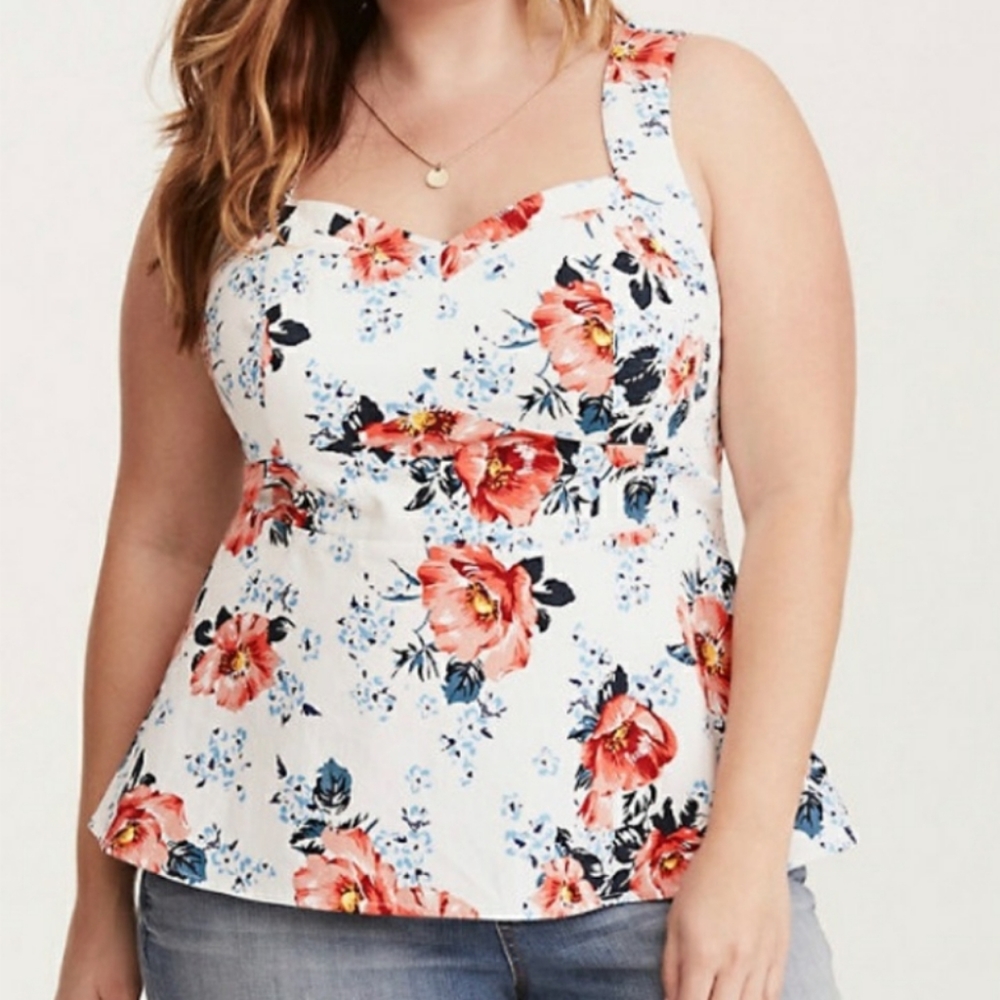Floral print sateen top